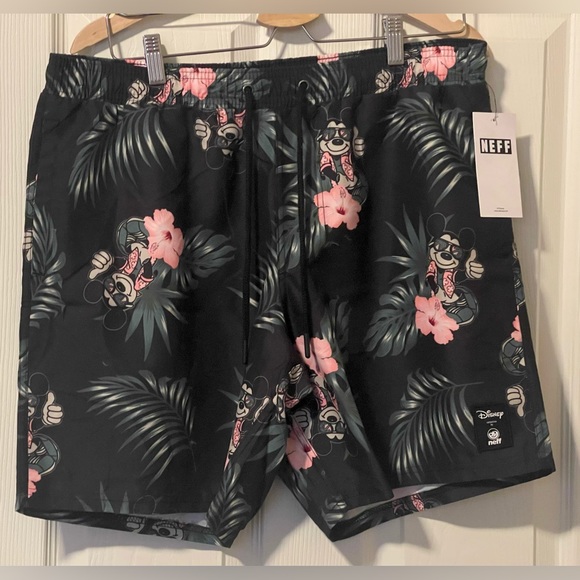 Disney Swim Shorts Mickey Mouse Hawaiian Bathing Suit Neff Men’s Size XL NEW - Picture 1 of 13